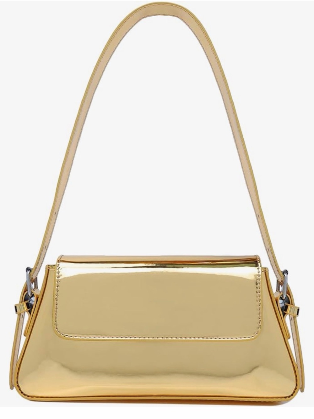 Gold Metallic Shoulder Bag for Women - Sleek Evening Shoulder Purse